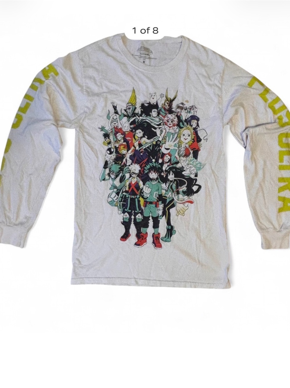 My Hero Academia Funimation White Long-Sleeve Graphic Tee S, Plus Ultra.